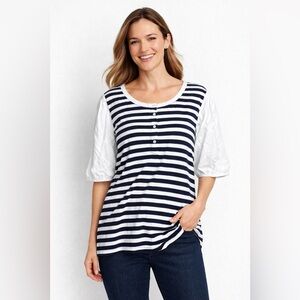 Talbots-Black and White Striped Top Puffed sleeves Size 3X